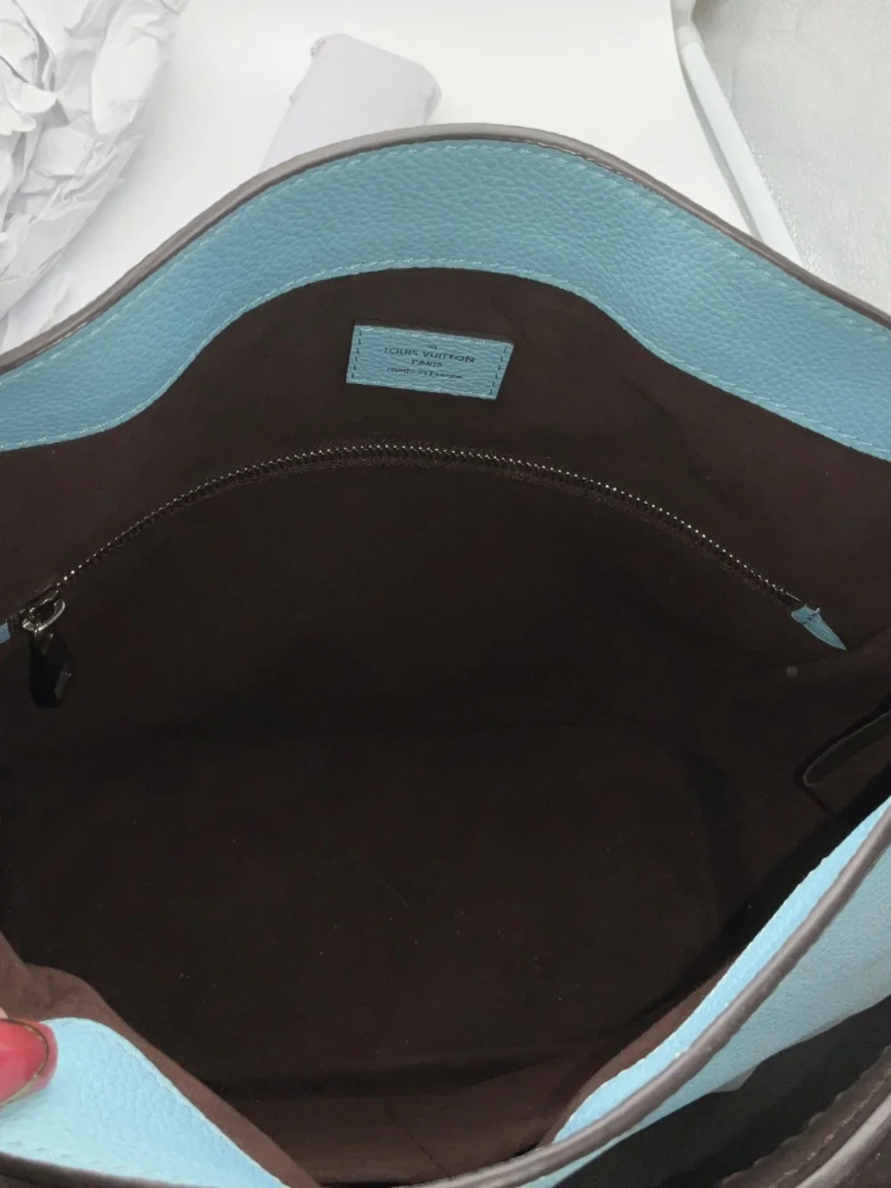 Louis Vuitton Ice Blue Mahina Leather Babylone PM 2 way